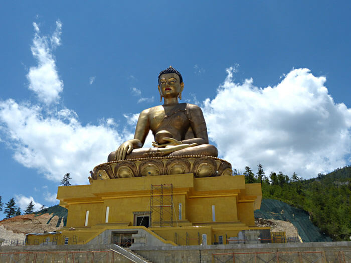 The imposing beauty of Buddha Dordenma in Bhutan during autumn season