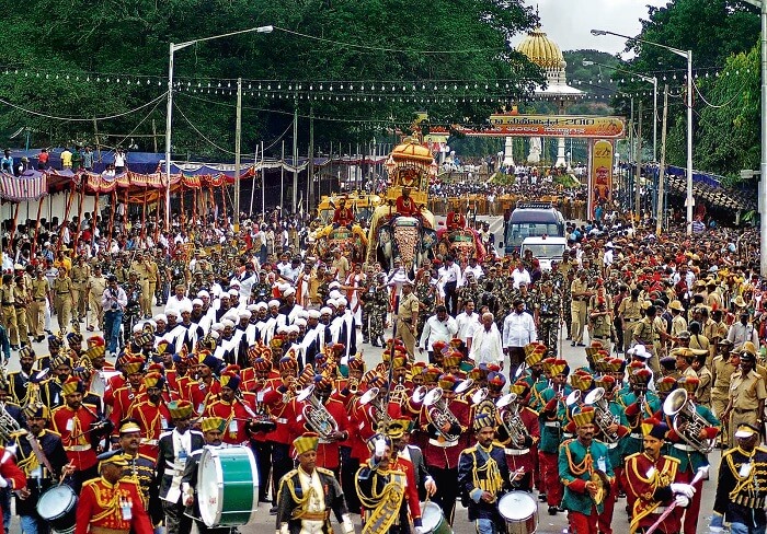 The royal elephant carrying Chamunda Devi during the famous Mysore Dussehra