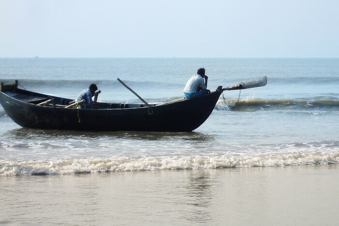 A shot of a fishing boat in Mandarmani Sea Beach