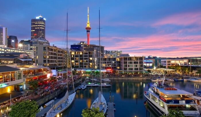 View of a sunset at Auckland – one of the popular honeymoon destinations