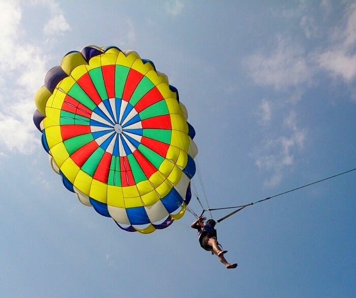 Apurva doing Parasailing in Coral Island
