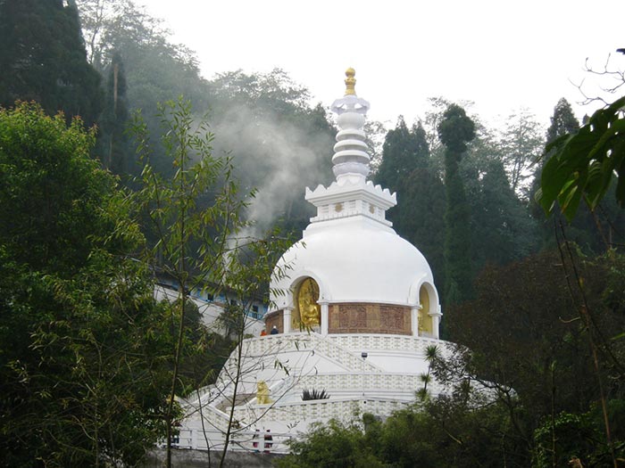 The Peace Pagoda at Charlimont Hill, one of the prominent places to see in Darjeeling