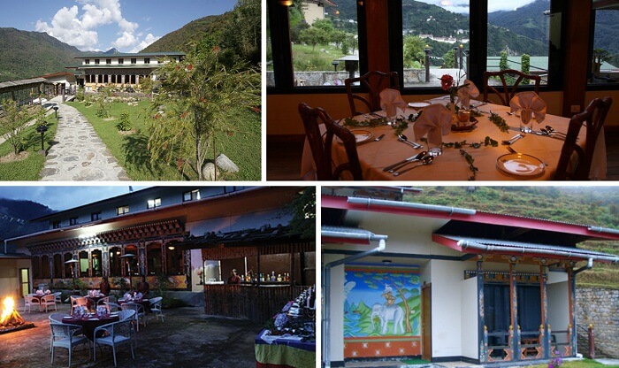 A collage of the many views of Yangkhil Resort at Trongsa