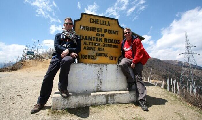 Trekkers get their snap clicked at the Chele La Pass