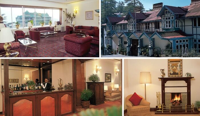 A collage of many views of Clarkes hotel in Shimla near Mall Road