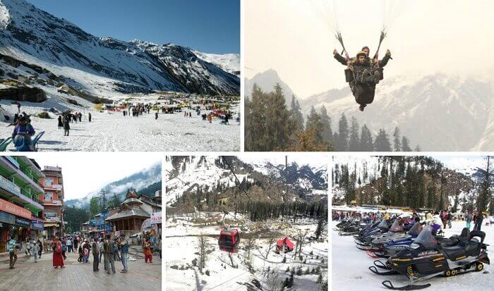 Tourists enjoy various winter sports and walk on the Mall Road at Manali
