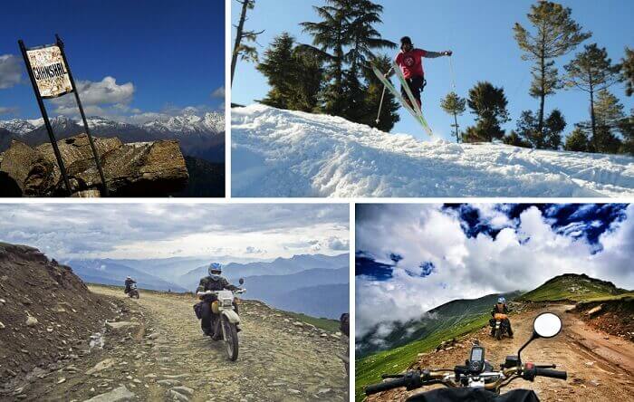 Scenes from the bike trek to the pass and skiing at Chanshal Pass