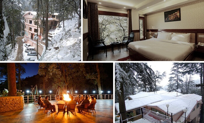 A collage of many views of Fairmount hotel in Shimla near Mall Road