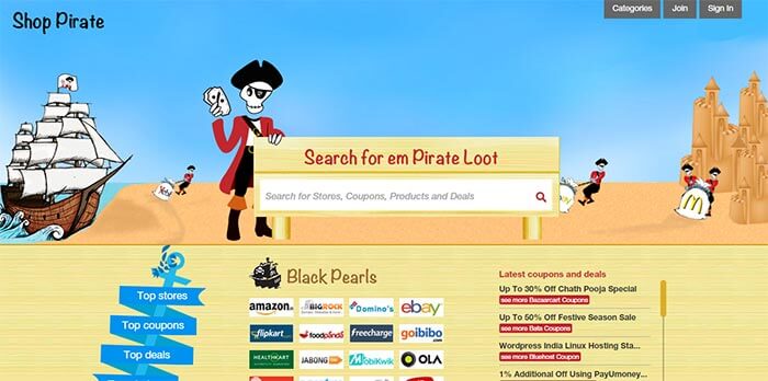 Coupons at Shop Pirate