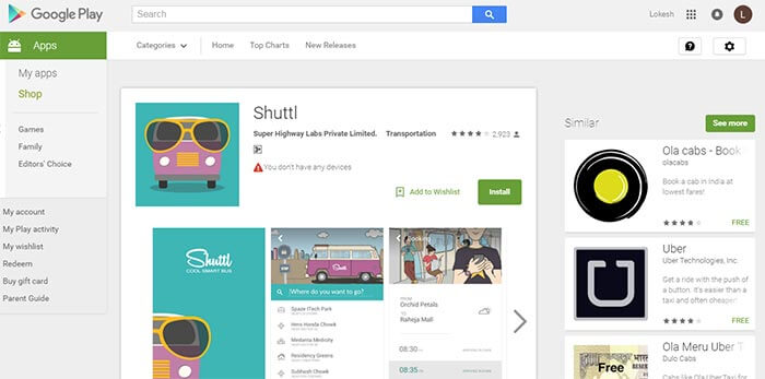 Download shuttl application for free rides