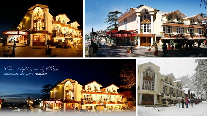 A collage of many views of Willowbanks hotel in Shimla near Mall Road