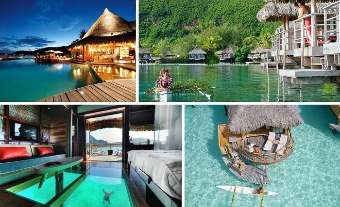 A collage of the best 4-star resorts in Bora Bora