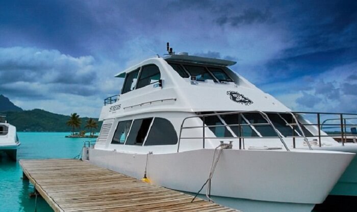 One of the Bora Bora hotel shuttles from airport