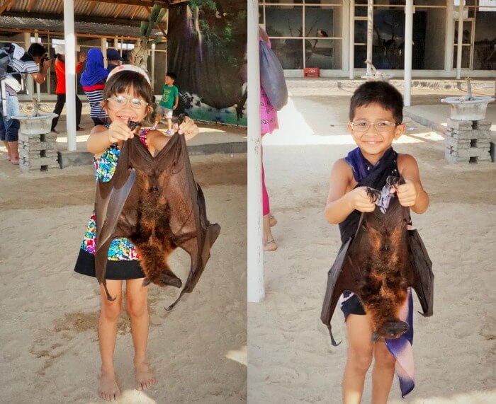 Adorable children holding some bats