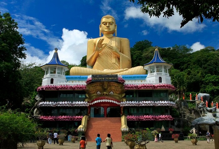 Front view of the Dambulla Cave Temple