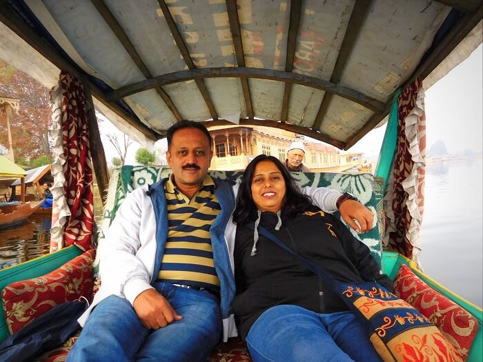 Sharad and his wife enjoying the Shikara ride