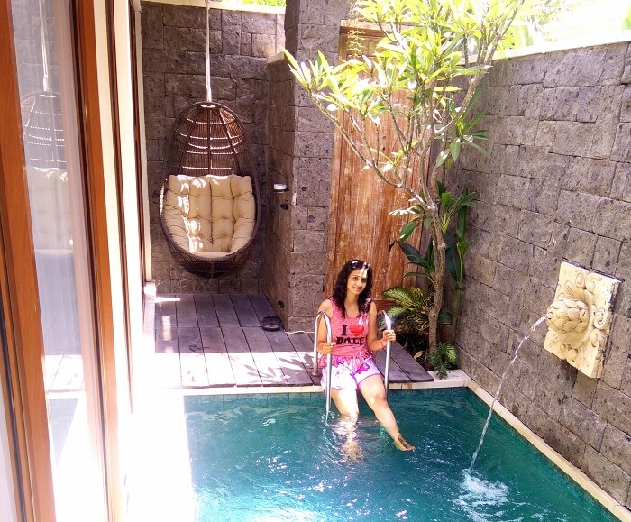 The swimming pool at our resort in Bali
