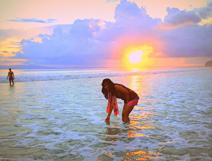 at the sunset of Radhanagar Beach Andaman