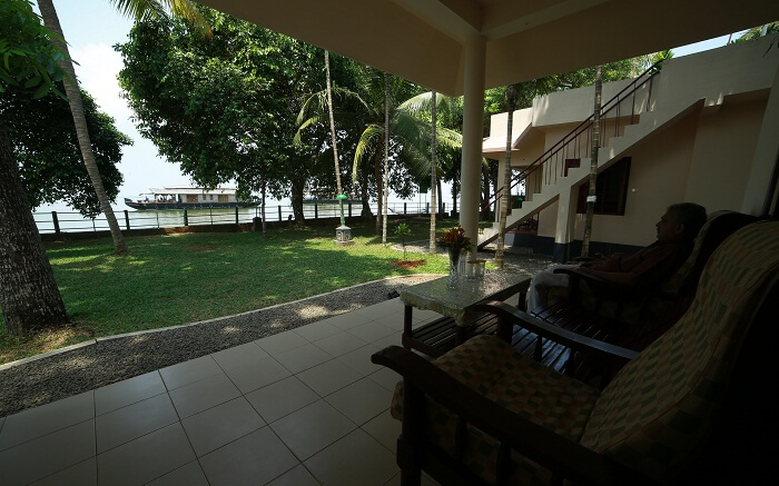 A view of the family cottage at Illikkalam Lake Resort in Kumarakom