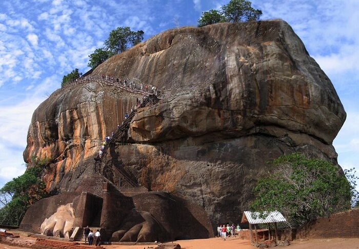 Tourists trekking up the Sigiriya Rock Fortress