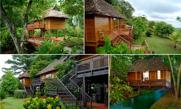 A collage of the KTDC Kumarakom resort