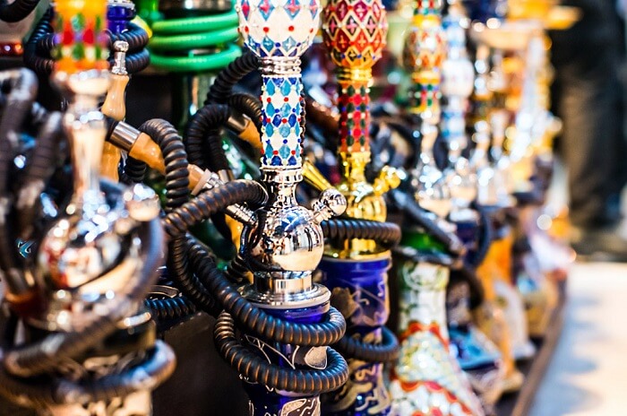 Colorful shishas at 7 Merveilles Restro-Bar in Mauritius – one of the best contenders in nightlife in Mauritius