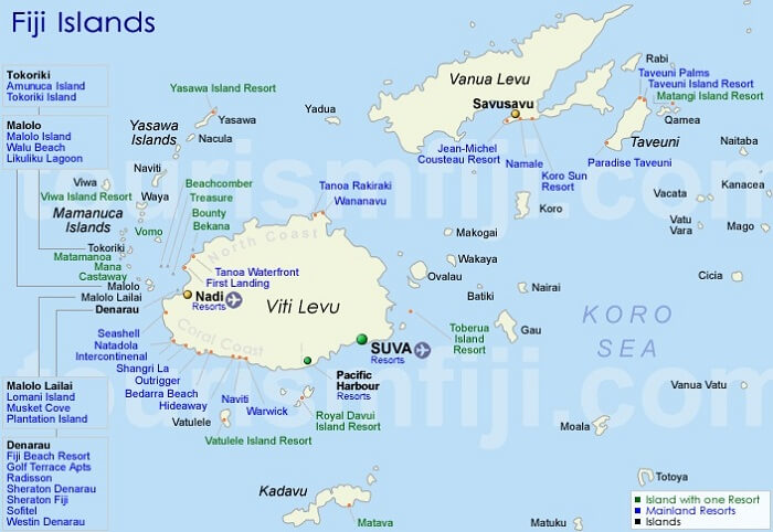 A complete collection of all islands in Fiji