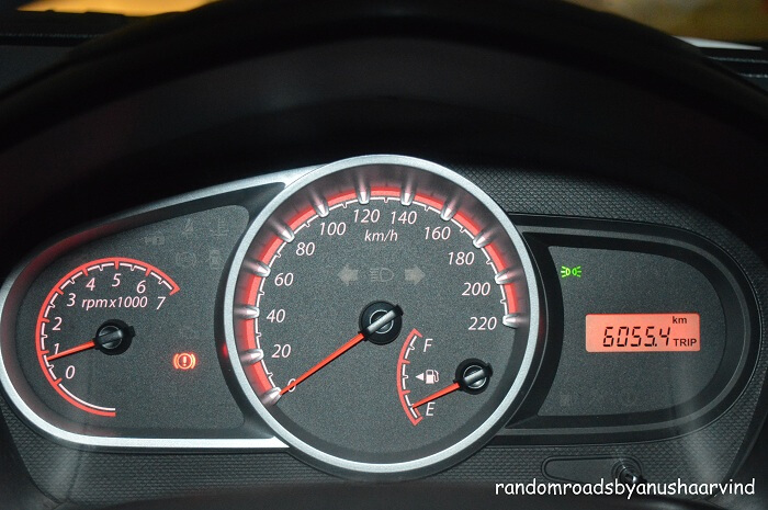 Ford Figo trip meter showing km covered