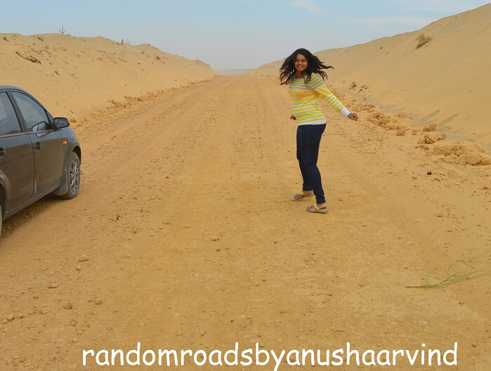 Anusha on the road to Jaisalmer