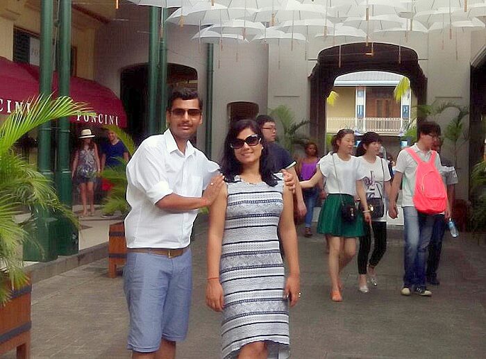 Manuj and his wife in Port Louis Market
