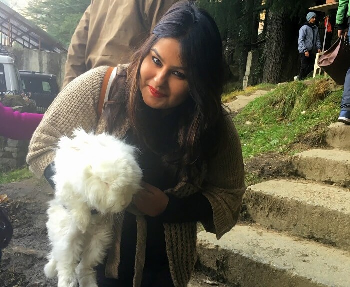 Playing with the rabbits in Manali
