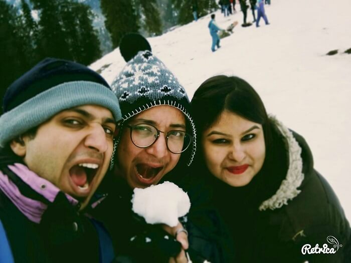 Playing with snow in Manali