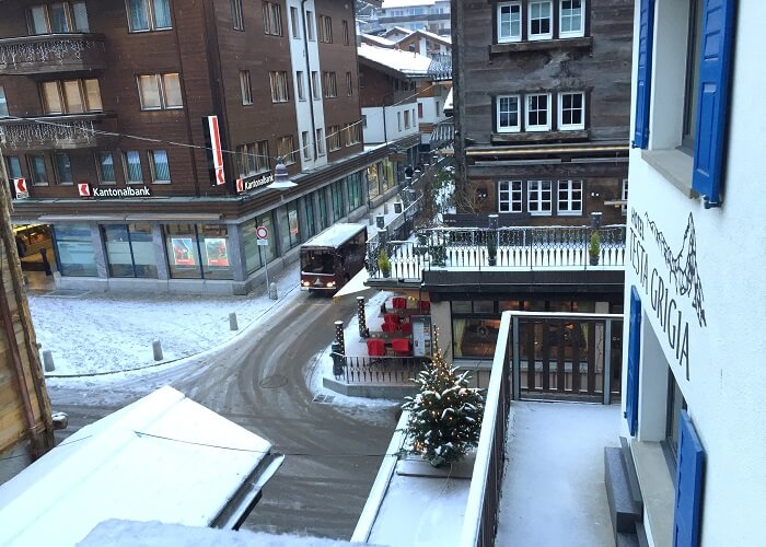 The view from Sameer's hotel in Zermatt