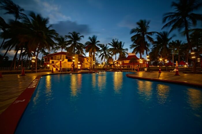 The pool at MGM Beach Resort at night