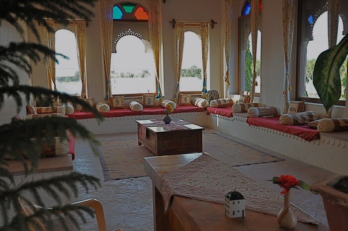 An ethnically done up room at Pushkar Bagh - one among the best resorts in Pushkar