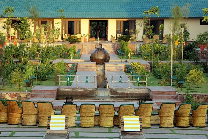 Courtyard at Ranthambhore Kothi is among the best features at this resort in Ranthambore