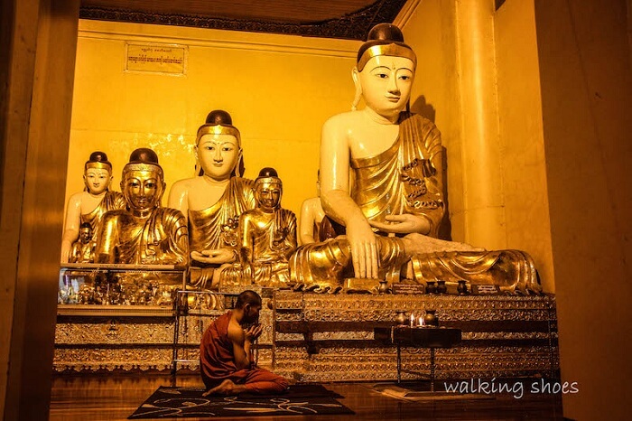 Monk praying in Myanmar
