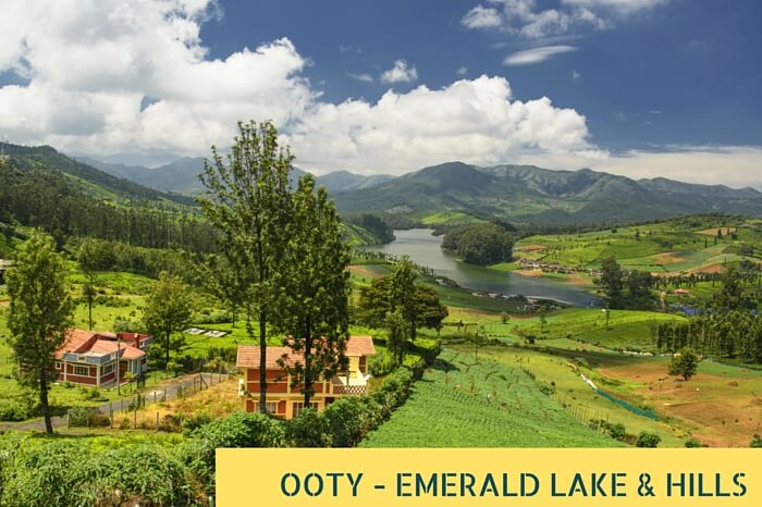 An aerial view of the Emerald Lake and the Blue Mountains around Ooty