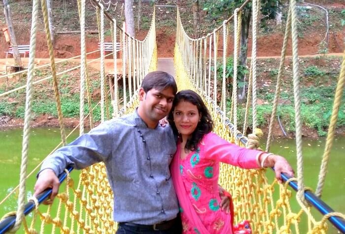 Vishu and Prachi at the Dreamsland Spice Park in Munnar
