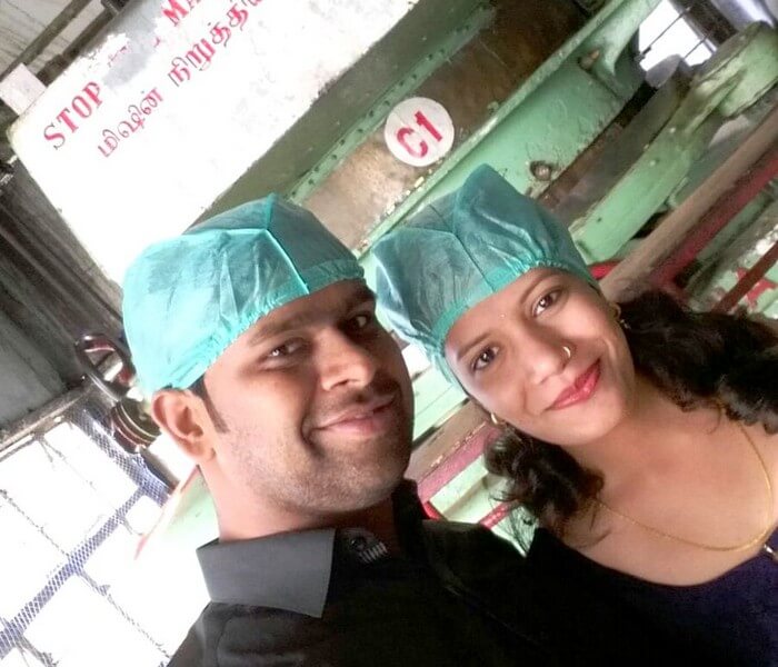 Vishu and Prachi at the Tea factory