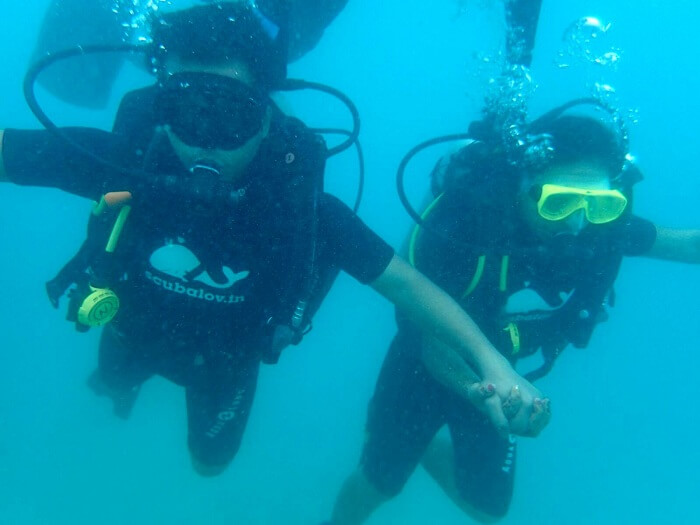 Agam and his wife doing scuba diving