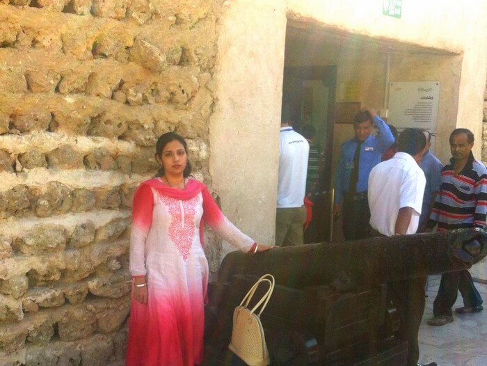 Kapil's wife in front of the Dubai Museum