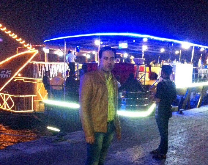 Kapil on the Dhow Cruise in Dubai