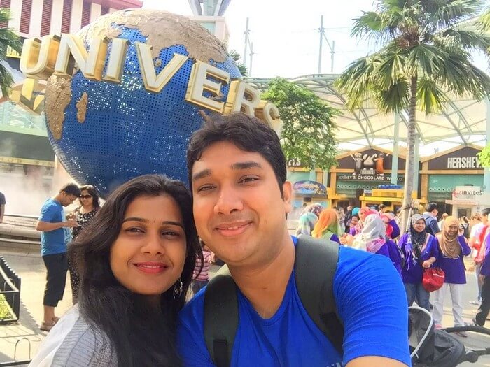 Kavya and Ram at Universal Studio in Singapore