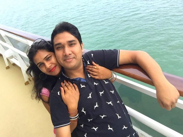 Ram and Kavya on Star Cruise on their honeymoon in Singapore