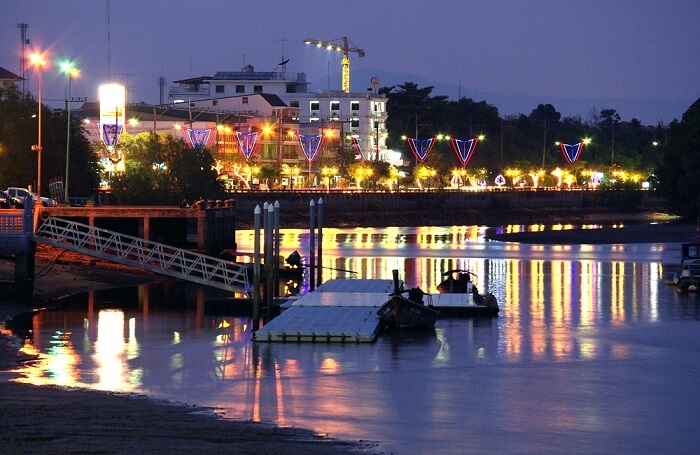 The dock of Old Krabi Town look mesmerizing with soft lighting and reflective cool water