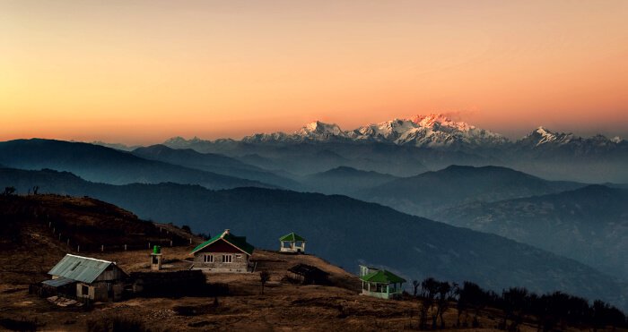The Sandakphu Hills during sunset near Darjeeling