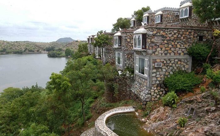 Suite windows offering a serene view of the Bagela Lake