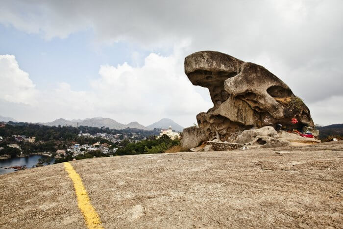 The famous Toad Rock in Mount Abu