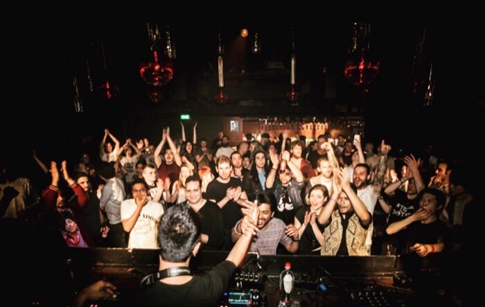 Crowd revelling with the DJ at the Sugar Factory